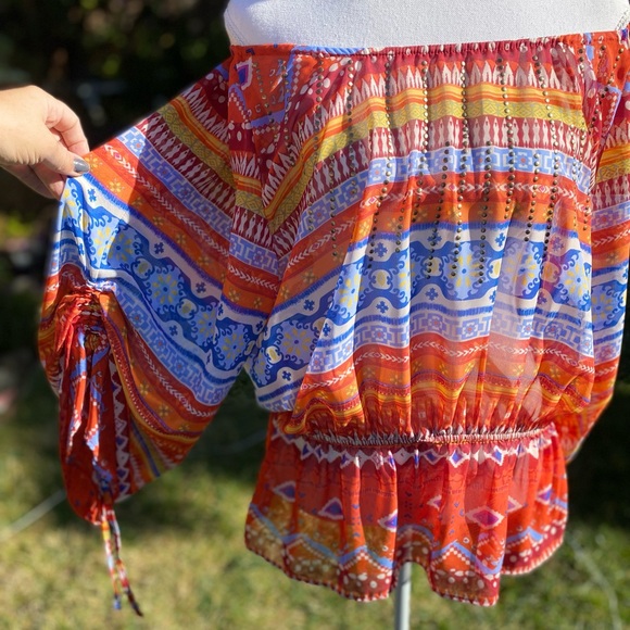 Multicolor Off The Shoulder Blouse - Picture 1 of 4